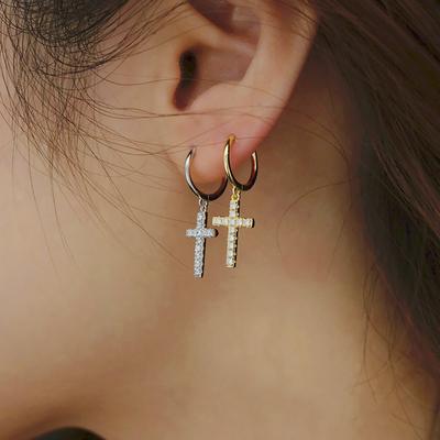Серьги из стерлингового серебра 925 пробы, серьги-подвески из циркония с крестом для женщин, подарочные серьги, модные ювелирные изделия