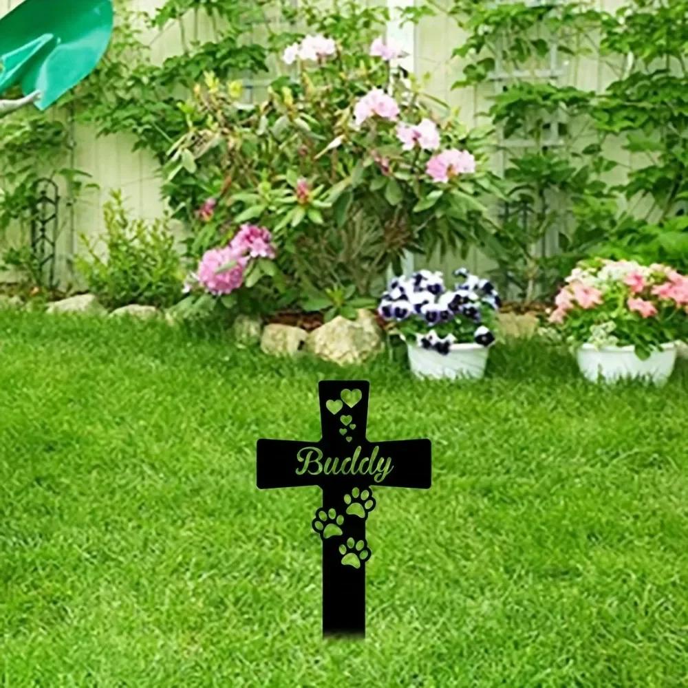 1 шт. Железный силуэт, питомец, мемориальный колышек, собачий крест, дизайн, элегантный садовый декоративный колышек для почитания домашних животных