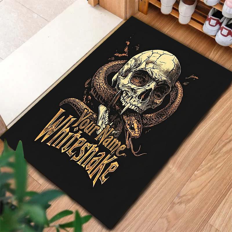White Snake Emblem Custom Name Carpet Rug For Living Room Bedroom Home Sofa Decoration Kids Play Nonslip Floor Mat