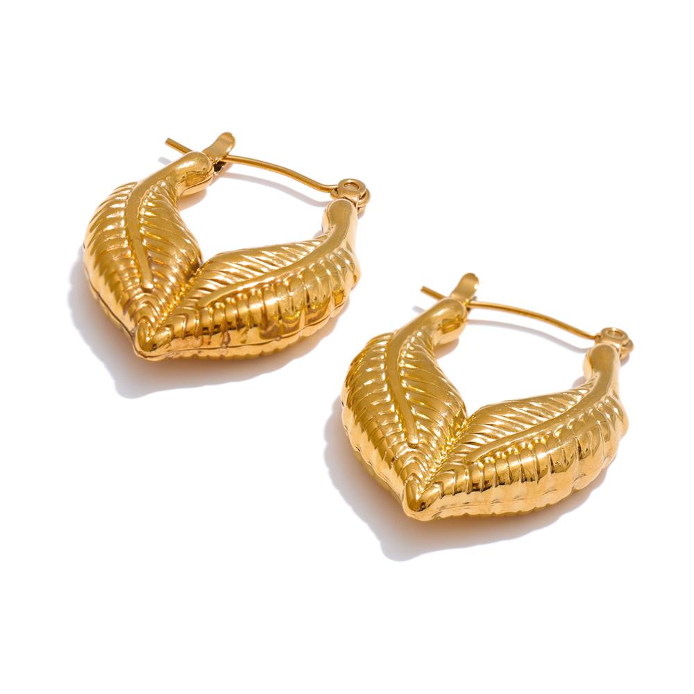 Yhpup New Metal Hollow Hoop Earrings Trendy Style Stainless Steel Jewelry for Women Waterproof