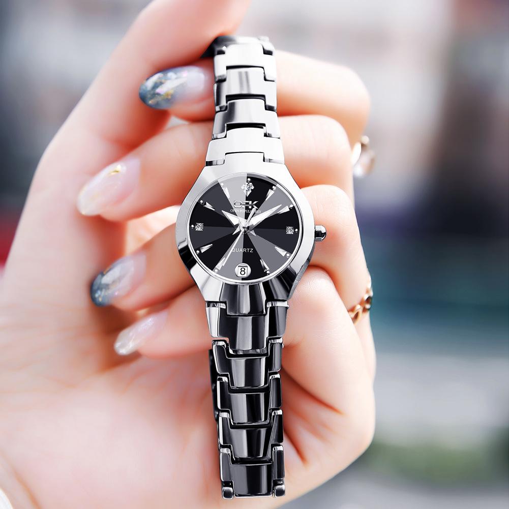 OPK Couple Watch Classic Fashion Waterproof Glow Quartz Watch Band Luxury Date Week Men's and Women's Couple Watches