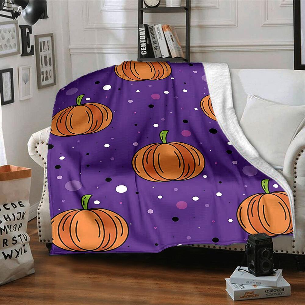 1pc Pumpkin Pattern Blanket Warm, Cozy, And Soft, Suitable for Sofas, Beds, Cars, And Office Use.Perfect for Camping And Travel, Making It a Great Gif