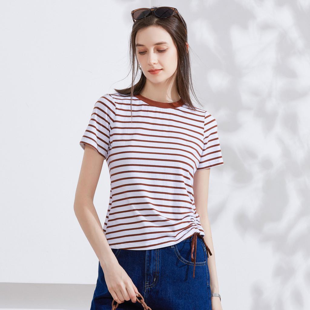 Casual Black and White Stripe Top for Women