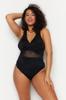 Women's Style Plus Size Black Mesh Detailed Swimsuit with Recovery Effect