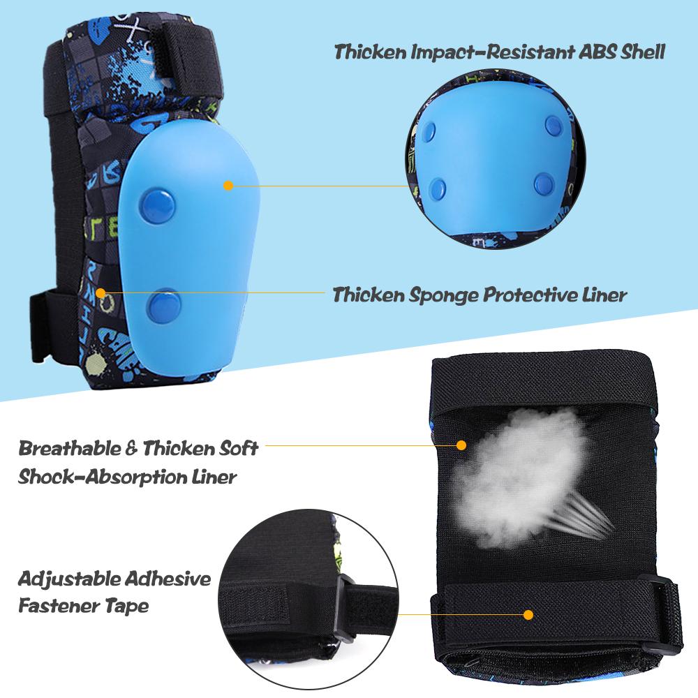 6 в 1 набор детских велосипедных подушек, наколенники, налокотники, защита запястий, спортивный комплект защитного снаряжения для езды на велосипеде