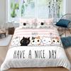 Cute Pet Cats Bedding Set Cartoon Kitten Print Duvet Cover Pillowcase For Girl Twin Full King Double Size Polyester Quilt Cover