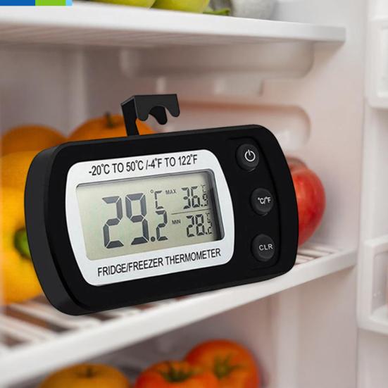 Refrigerator Thermometer with LCD Display Waterproof Freezer Fridge Thermometer with Max/Min Record High Precision Refrigerator Thermometer for Cooler