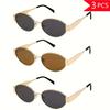3PCS Women's Retro Light Luxury Fashionable Metal Oval Frame Suitable for Daily Leisure Valentine's Day Gifts for Family