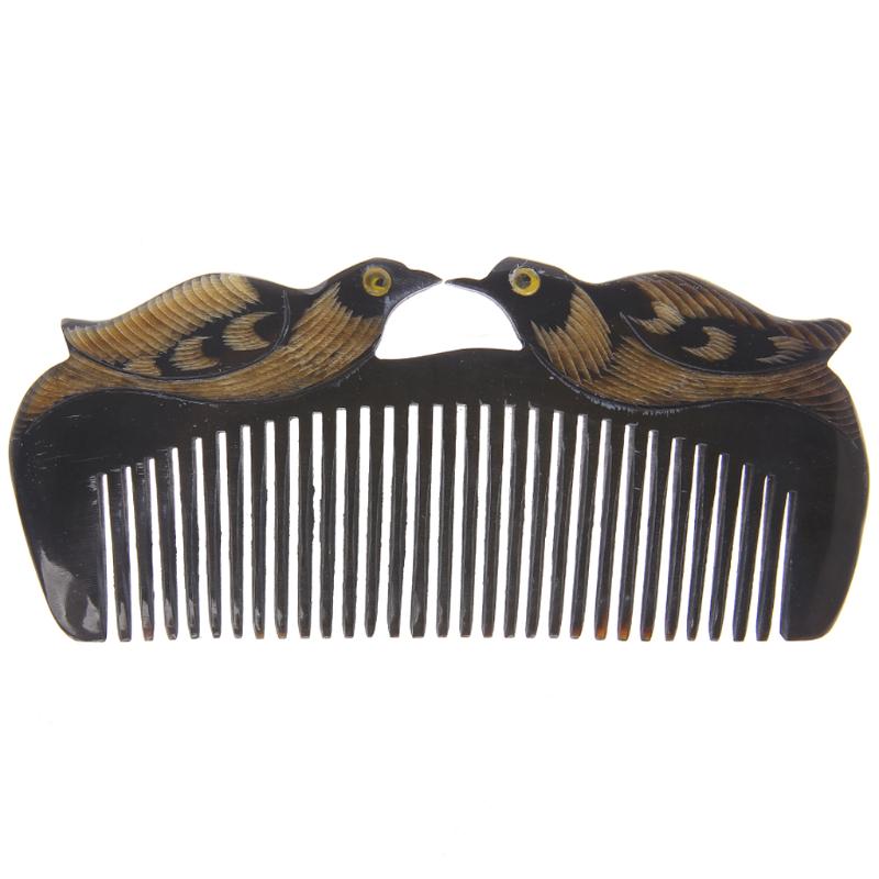 Роскошная ручная работа расчески для волос из натурального рога с ручкой с резьбой по утке-мандаринке