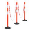 VEVOR 3 Pack Traffic Delineator Posts, 871 mm Traffic Safety Cones with Weighted Base, Reflective Strips and Chain