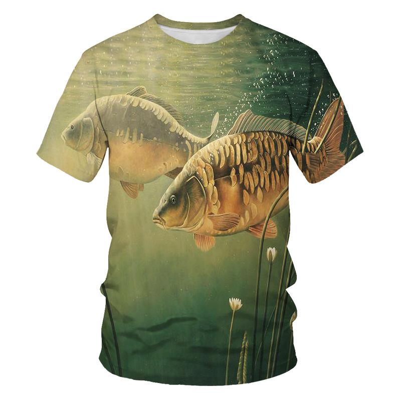 Beautiful Carp Fishing 3D All Over Print Men's T-shirt Summer Harajuku Casual Fashion Short Sleeve Top Sports Outdoor Fishing Enthusiast Clothing