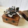 Морской латунный рабочий секстант, старинный морской навигационный инструмент в кожаном футляре, корабельный инструмент астролябии, навигационный секстант
