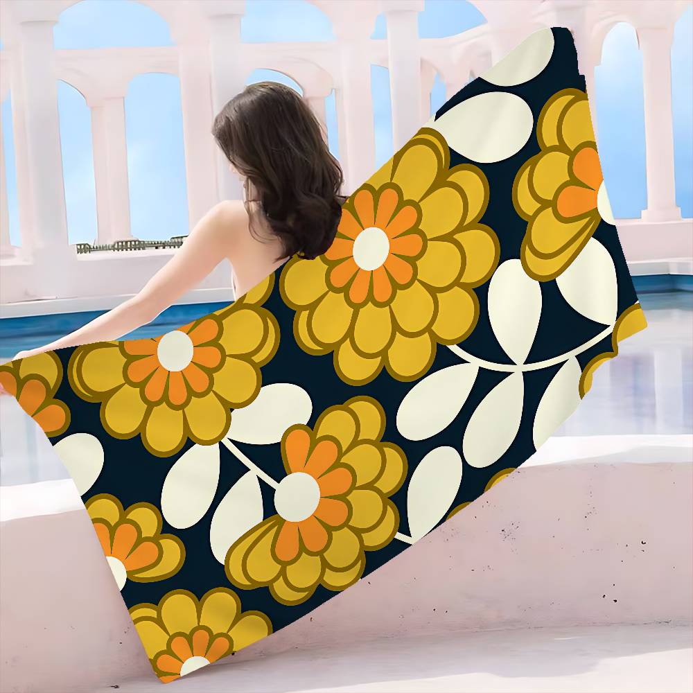 Полотенце для ванны Orla Kiely с рисунком Лист и Цветок, из микрофибры, мягкое, хорошо впитывающее, дышащее, для девочек и детей, декоративное, с мультяшным рисунком, пляжное полотенце