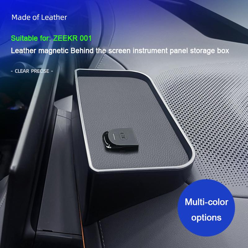 For Zeekr 001 2021-2025 Leather Storage Box Behind The Central Dash, Instrument Navigation Screen Storage Car Interior Accessory
