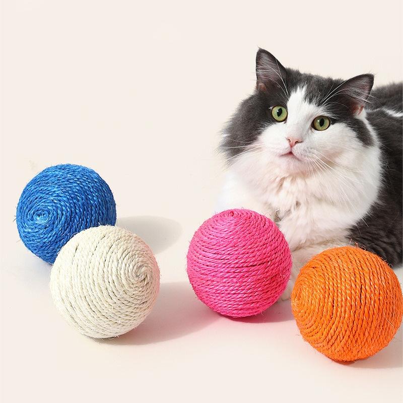 Игрушка для кошек, шарик из сизаля, жевательная игрушка-царапка для котят, игрушка для чистки зубов, скрежета когтей, интерактивная игрушка, избавляющая от скуки, товары для животных