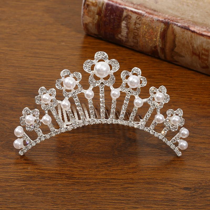 Детская тиара из сплава для девочек, тиара для любви, гребень для волос принцессы, стразы, жемчуг, тиара на день рождения