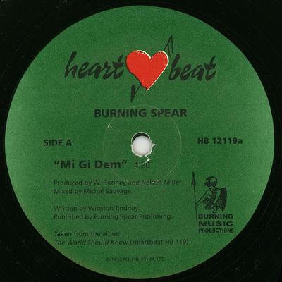 12-дюймовая пластинка BURNING SPEAR - Mi Gi Dem HB12119A Heartbeat Recor 1993 US ObiРегги, Ска и Даб Б/У