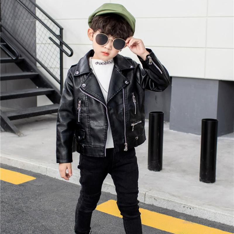 Детская одежда для мальчиков и девочек, весенне-осенняя кожаная куртка с отложным воротником, детская мотоциклетная куртка в корейском стиле