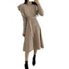 Fashion Ruffles Female Chic Knitted Sweater Dresses 2021 Spring Autumn Lace-up Slim Women Casual Knit Vestidos