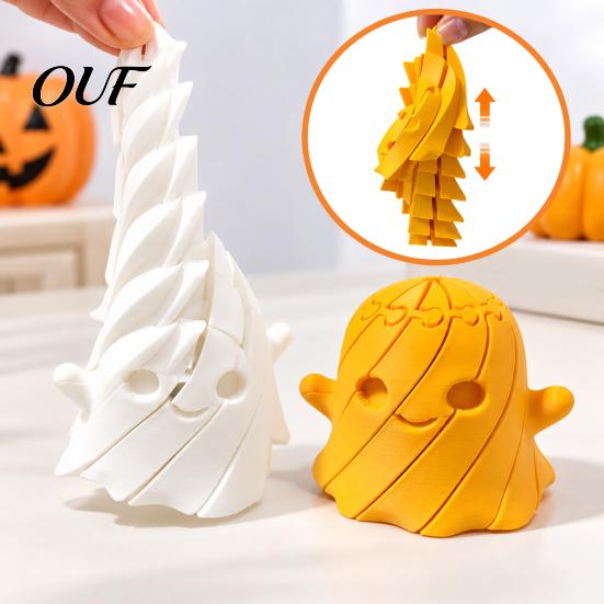 Unique Halloween Gifts 3D Printed Ghost Fidget Toy, Flexible Slippery Sensory Toy for Kids Adults, Funny Office Desk Gadgets Stress Relief Figurine