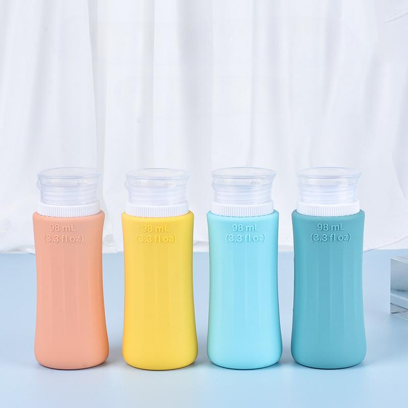 Vertical Stripes Silica Gel Packaging Bottle Inverted Reusable Cosmetic Empty Bottle 98ml Travel Storage Bottle Suit