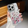 Plating Retro Flowers Pattern Case For iPhone 16 15 14 Pro Max Plus 12 13 Pro 11 Electroplating Lens Frame Clear Cover