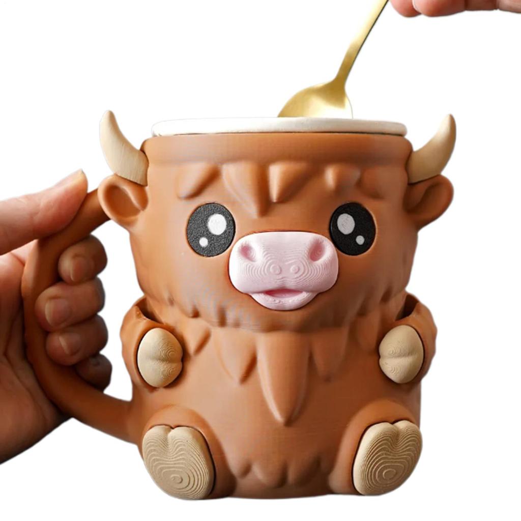 Декоративный держатель для мороженого 473 мл Держатель для пинты мороженого Десертная баночка «Хайлендская корова» с ручкой против замерзания для йогуртовой смеси Детский