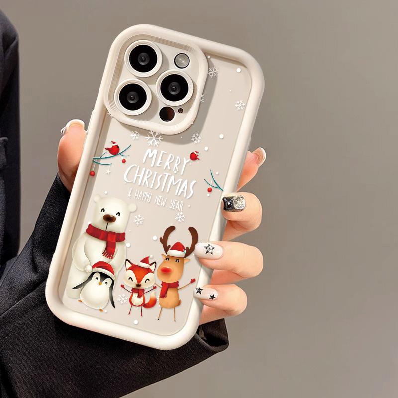 Рождественский чехол для iPhone 11 13 12 14 15 16 Pro Max XR XS Samsung A15 A55 A05 Redmi 12 13C OPPO A16 A18 A60 Reno 11 Vivo Y17S Y12 infinix note