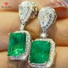 Vintage Square Green Cubic Zirconia Dangle Earrings Women Party Luxury Anniversary Gift For Mom Elegant Ladies Jewelry