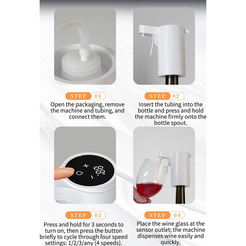 Wine Dispenser Machine Smart Decanter Rechargeable Automatic Wine Pourer With Touch Screen For Home Bar Office Travel Camping