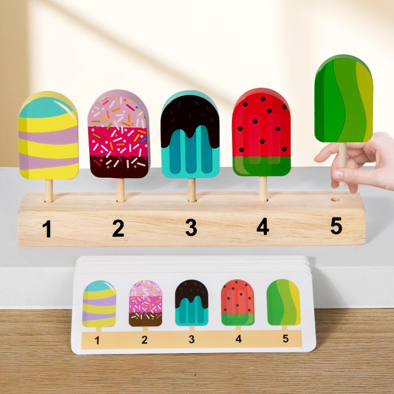 DIY Simulation Wooden Pretend Play Game Ice cream lollipop Color Cognition Matching Early Education Toys For Children Kids