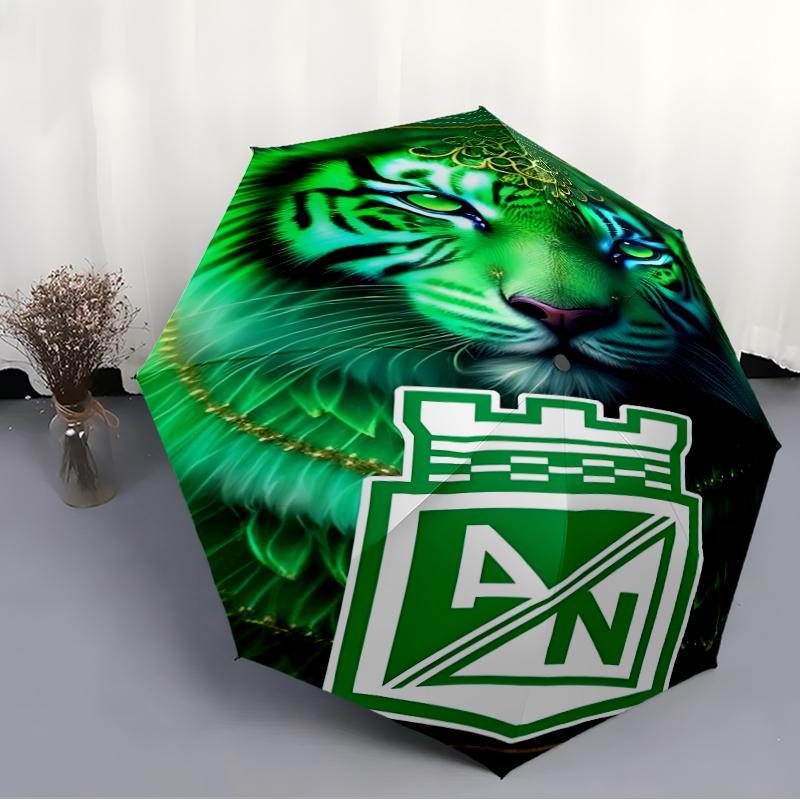 Atletico Nacional Fashionable Automatic Opening/Closing Folding Umbrella. Portable and Foldable, Ideal for Gift, Travel, and Daily Use.
