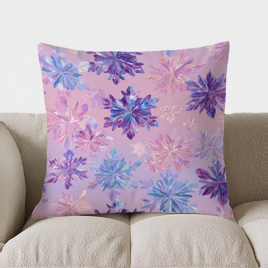 Christmas-Themed Patchwork Pattern Throw Pillow Cover With Short Plush Print For Living Room Sofa Decoration Cushion Cover