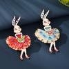 Эмалированная брошь Сверкающие стразы Вставка Дизайн танцующего кролика Булавка Сказочные украшения Костюмы Свитеры Пальто Аксессуары