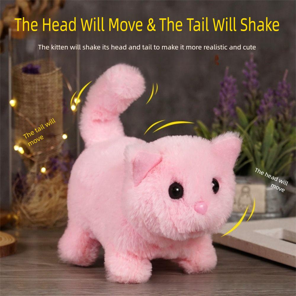 Simulated Plush Electric Cat Toy Makes You Happy Kitten Plush Toy For Kids Birthday Gift