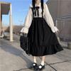 Весна и осень в стиле колледжа, корейская версия студенческой юбки средней длины со свободными подвязками, черное платье в стиле «Лолита»