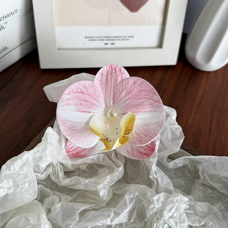 Women Girls Summer Beach Orchid Flower Hair Clip Hawaiian Boho Butterfly Orchid Hair Barrettes Hair Accessories