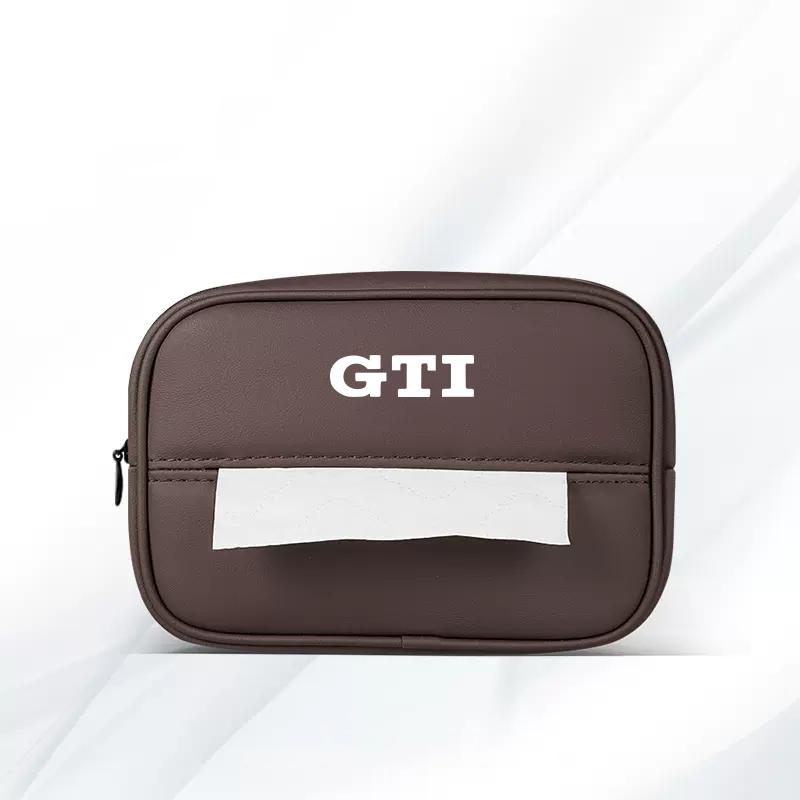 UNYDV1 Leather Car Tissue Box Sun Visor Seat Back Hanging Bag Accessories For Volkswagen VW RLine R GTI Golf Amarok Phaeton ID3 Tiguan