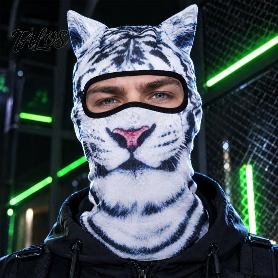 Animal Cosplay Headgear 3D Ears Balaclava, Cat Dog Snow Leopard Face Mask for Halloween Halloween, Full Cover Outdoor Cycling Skiing