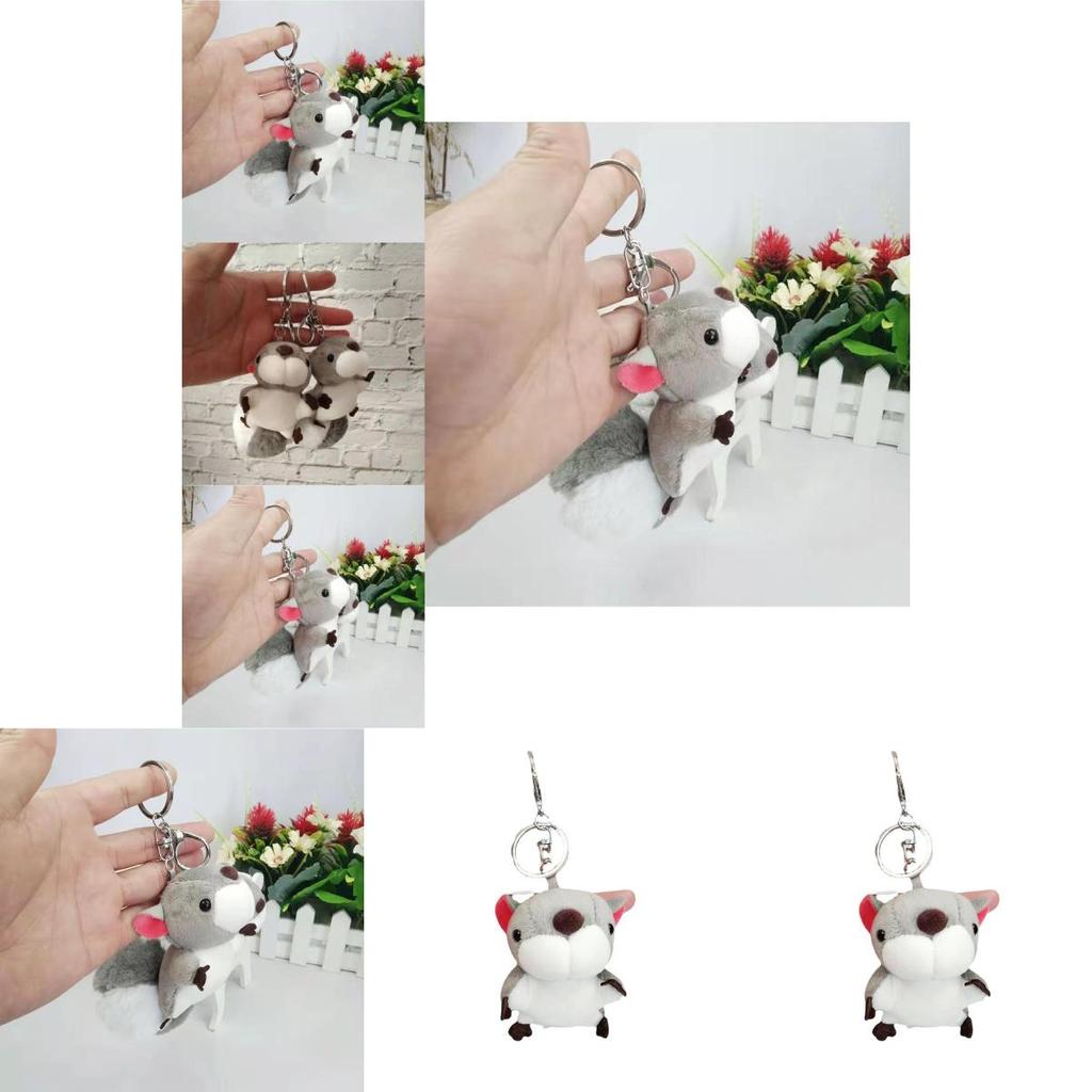 Adorable Gray Squirrel Plush Keychain For Bags And Cars Perfect Gift For Couples