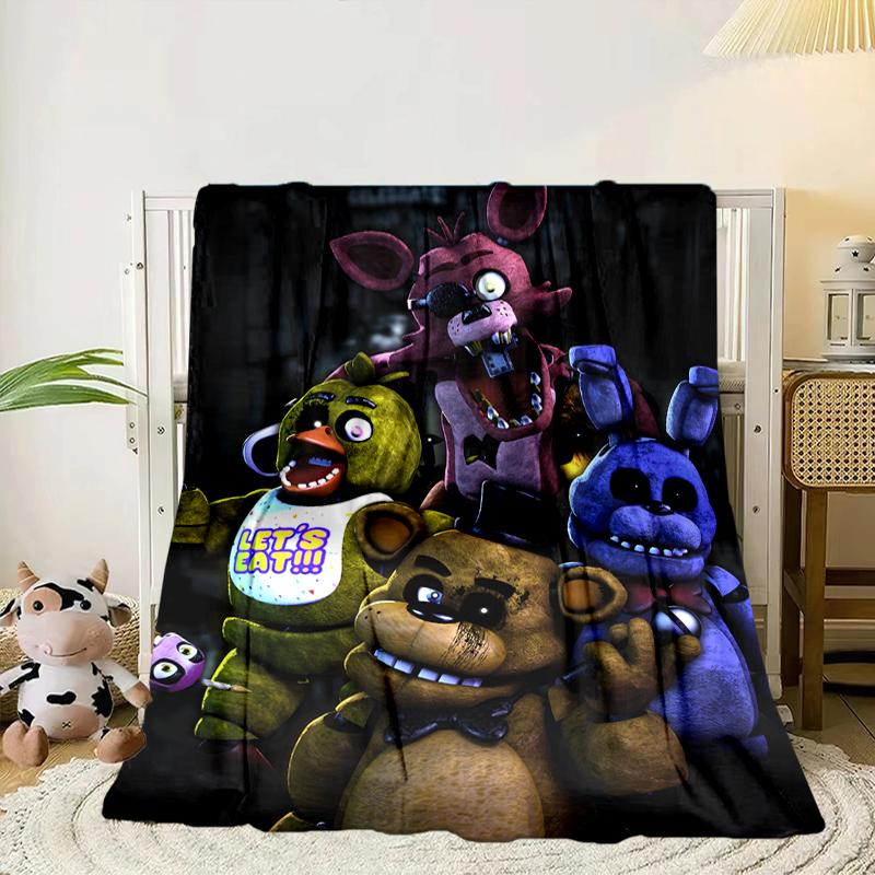 Fnaf Character Collage Blanket Flannel Blanket for bed, sofa, Camping, Hiking, Picnic Essentials, gift for family Fan gifts