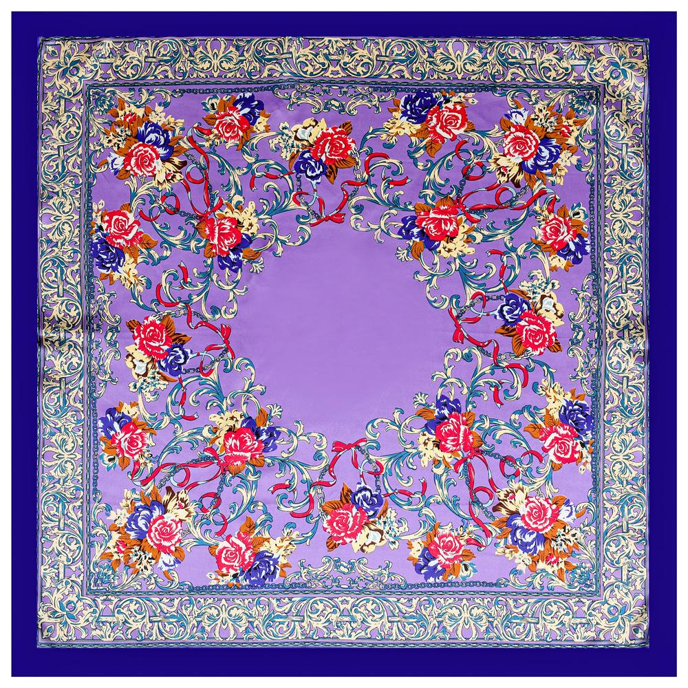 90*90см Элегантный Модный Сатиновый Шарф-каре из Твила с Принтом Пионов Женский Новый Декоративный Шарф Шаль