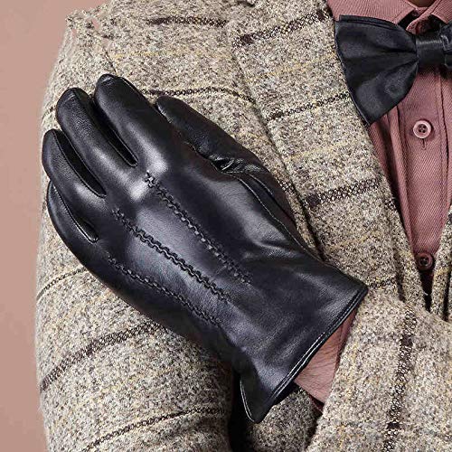 Leather Gloves Sheep Leather Goat Leather Genuine Leather Gloves Cashmere Smartphone Compatible Cold Protection Business Casual Commuting Suit
