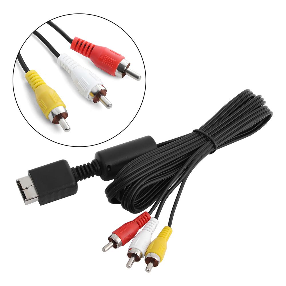 New Adapter Black AV Cord 3 RCA Video/Audio Cable Flat