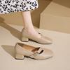 French shallow mouth square head single shoes women's 2025 summer new versatile medium thick heel Mary Jane shoes small leather shoes women