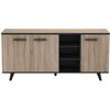 Low Sideboard - Brushed Oak and Matte Black Decor - Contemporary - WAYNE - L 160.7 Cm