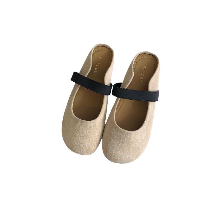 Внутреннее увеличение высоты ретро сумка голова полушлепанцы женская обувь верхняя одежда 2025 новая весна и осень универсальные полуподносы одинарная обувь