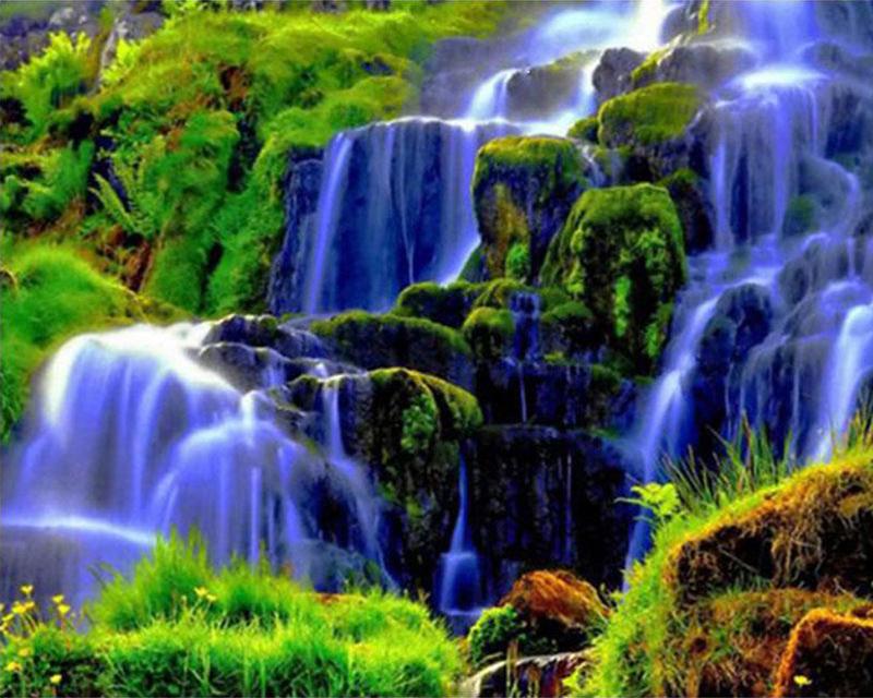 Алмазная картина Проточная вода Деревенский пейзаж Весна 5D Алмазная вышивка Крестиком Собака Животные Фотографии Стразы Мозаика Распродажа Wall Art