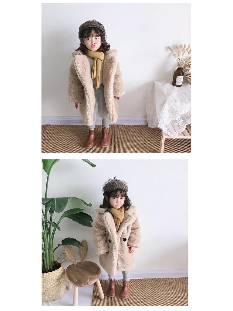 Новое осенне-зимнее пальто для девочек из искусственного меха и хлопка с флисом с частицами - для детей среднего и старшего возраста