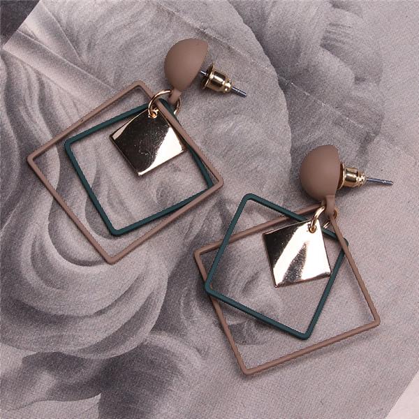 Fashion Korean Metal Drop Earrings Women's Multi Geometry Square Presentation Earrings Gifts Jewelry
